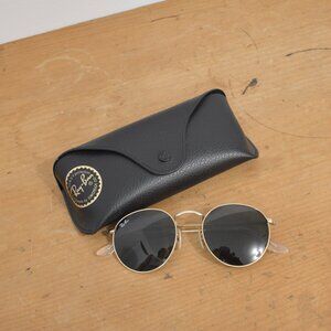 rayban gold round metal sunglasses